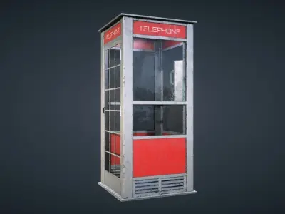 Telephone Booth Low-poly 3D model