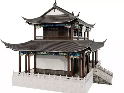 Japan Temple Hall 3D model
