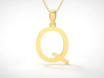 Model 624 Classic Initial Light Q Letter 3D print model