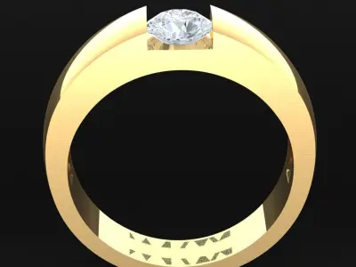 Light Gold Diamond Men Ring 2MR033 3D model