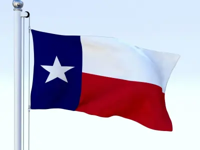 Animated Texas Flag Low-poly 3D model