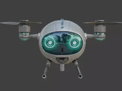 Futuristic Cartoon Surveillance Drone 3D Model Low-poly 3D model
