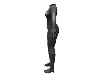 Front Zip Open Catsuit Low-poly 3D model