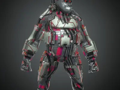 Rigged Fantasy Robot Apes World Character Low-poly 3D model