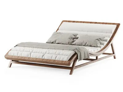 Large wooden chaise lounge  3D model