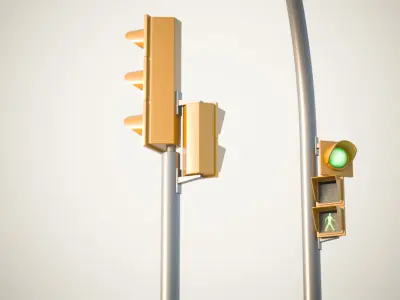 Yellow traffic lights set 3D model