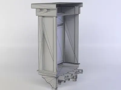 Window wooden cabinet Low-poly 3D model