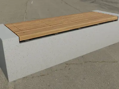 Bench -6- Wood on Concrete Block 2 Low-poly 3D model