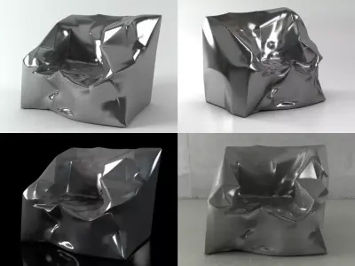 D H chair made out of aluminum foil 3D model
