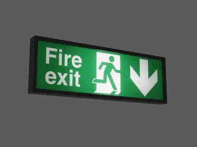 Fire Exit Sign Low-poly 3D model
