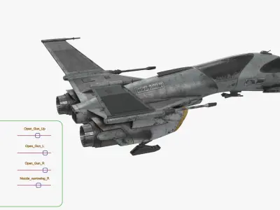  Dirty Futuristic Fighter Spaceship Rigged 