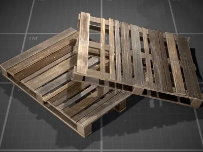 Wooden Pallets Low-poly 3D model