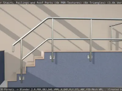 Modular Stairs Railings and Roof Parts Low-poly 3D model