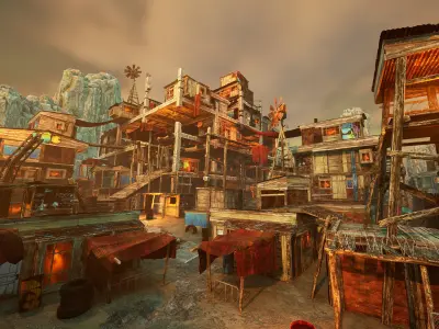 Junk town Low-poly 3D model