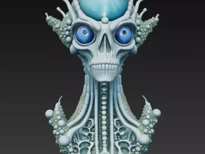 Cosmic Orb Alien Bust - Organic Extraterrestrial Sculpture 3D  3D print model