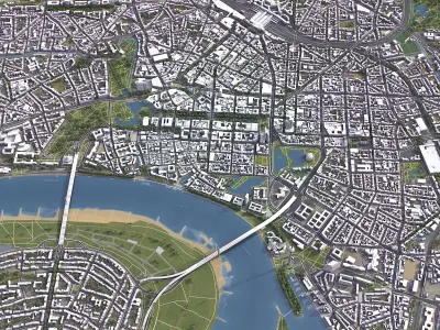 Dusseldorf - 3D City Model Low-poly 3D model