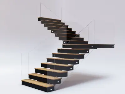 Stairs Set 01 - Wooden Stairs in diverse shapes Low-poly 3D model