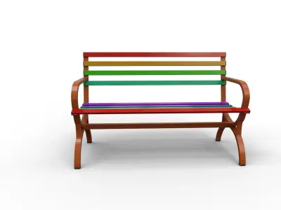 Street Bench Low-poly 3D model