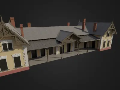 Old Hungarian Train Station Low-poly 3D model