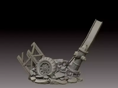 Street Ruins and Rubble - Action Figure Diorama - 3D Print File 3D print model