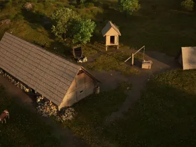 Early medieval farmstead - enterable 3D Model Pack