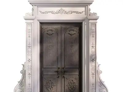 Classic Wood Entrance 930 Low-poly 3D model