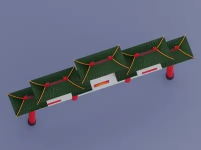 Ancient Chinese Entrance Low-poly 3D model