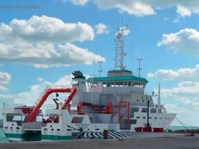 Oceanographic Research Vessel with Equipment 