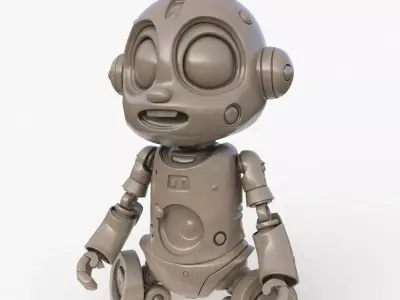 Cute Robot Child Clay Low-poly 3D model
