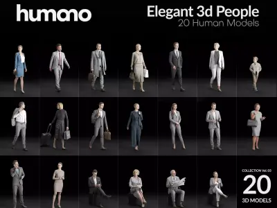Humano 20-Collection 03 - ELEGANT STREET PEOPLE -20x 3D models  3D model