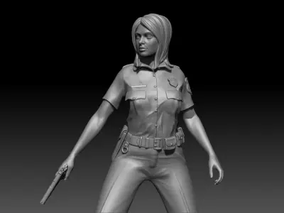  Police Girl for 3d Print 3D print model