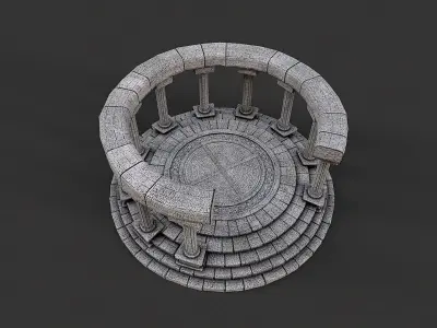Ancient Circular Stone Platform Altar 4 Low-poly 3D model
