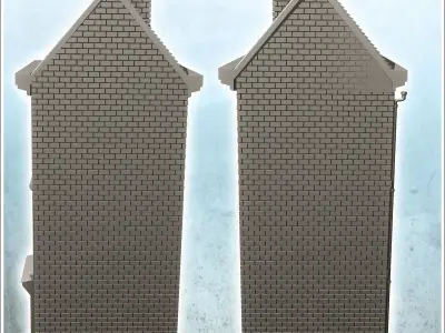 European urban building with store 7 - Modern WW2 WW1 World War  3D print model