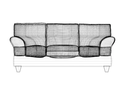 couch with wooden legs Low-poly 3D model