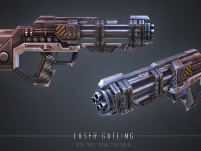 Laser Gatling Gun Low-poly 3D model