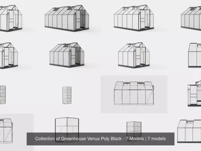 Collection of Greenhouse Venus Poly Black - 7 Models 3D Model Pack