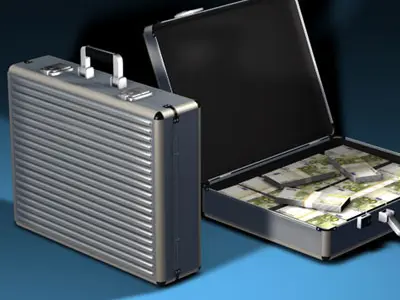 Suitcase with euro 3D model