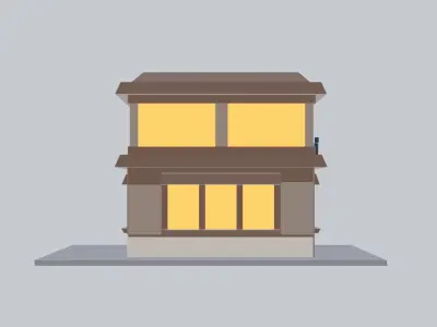 Lowpoly Small Cafe Teashop Coffeshop 3D Object  Low-poly 3D model