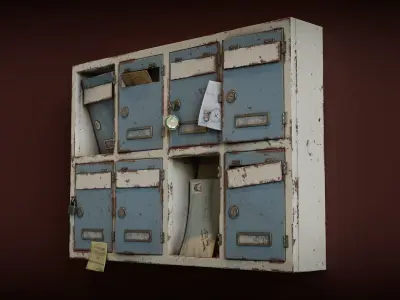 Old Mailboxes Low-poly 3D model