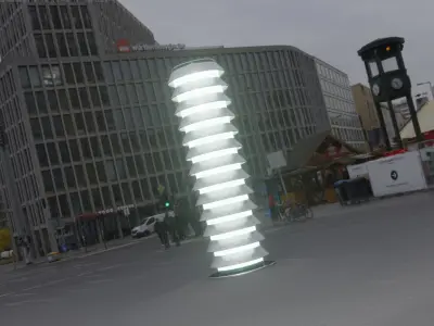 Low-Poly Moss Green Light Column 26 - Street Light Set-9 Low-poly 3D model