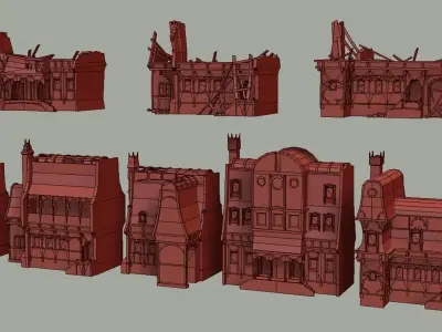 Medieval House Modular Pack Low-poly 3D model