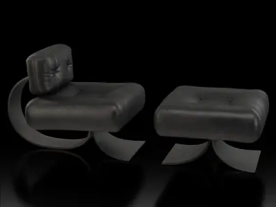 Oscar Niemeyer Alta chair and ottoman 3D model