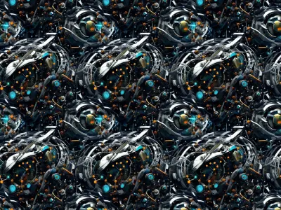 20 Seamless Sci-fi Patterns - Alien Ornate Texture