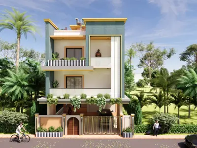 Modern Residential Villa - Compact Independent House 3D model