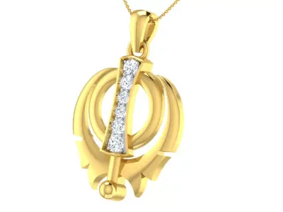 light weight yellow gold  diamond pendent -ZA PN 3181 3D print model