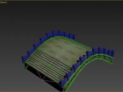 Chinese bridge  Low-poly 3D model