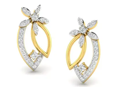 Gold Diamond Women Earring 3D print Model 3D print model 177