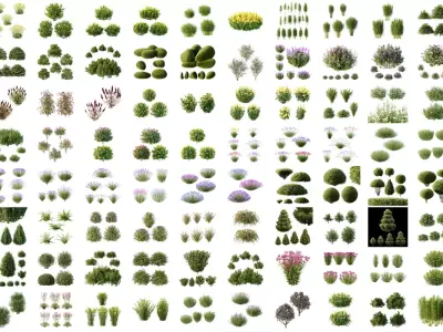 Excellent collection of plants Bush  400 Different Models 3D Model Pack