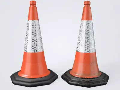 Traffic Cone Low-poly 3D model 41