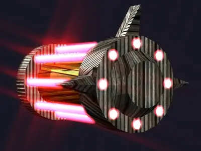 Automatic Piped Spaceship Low-poly 3D model